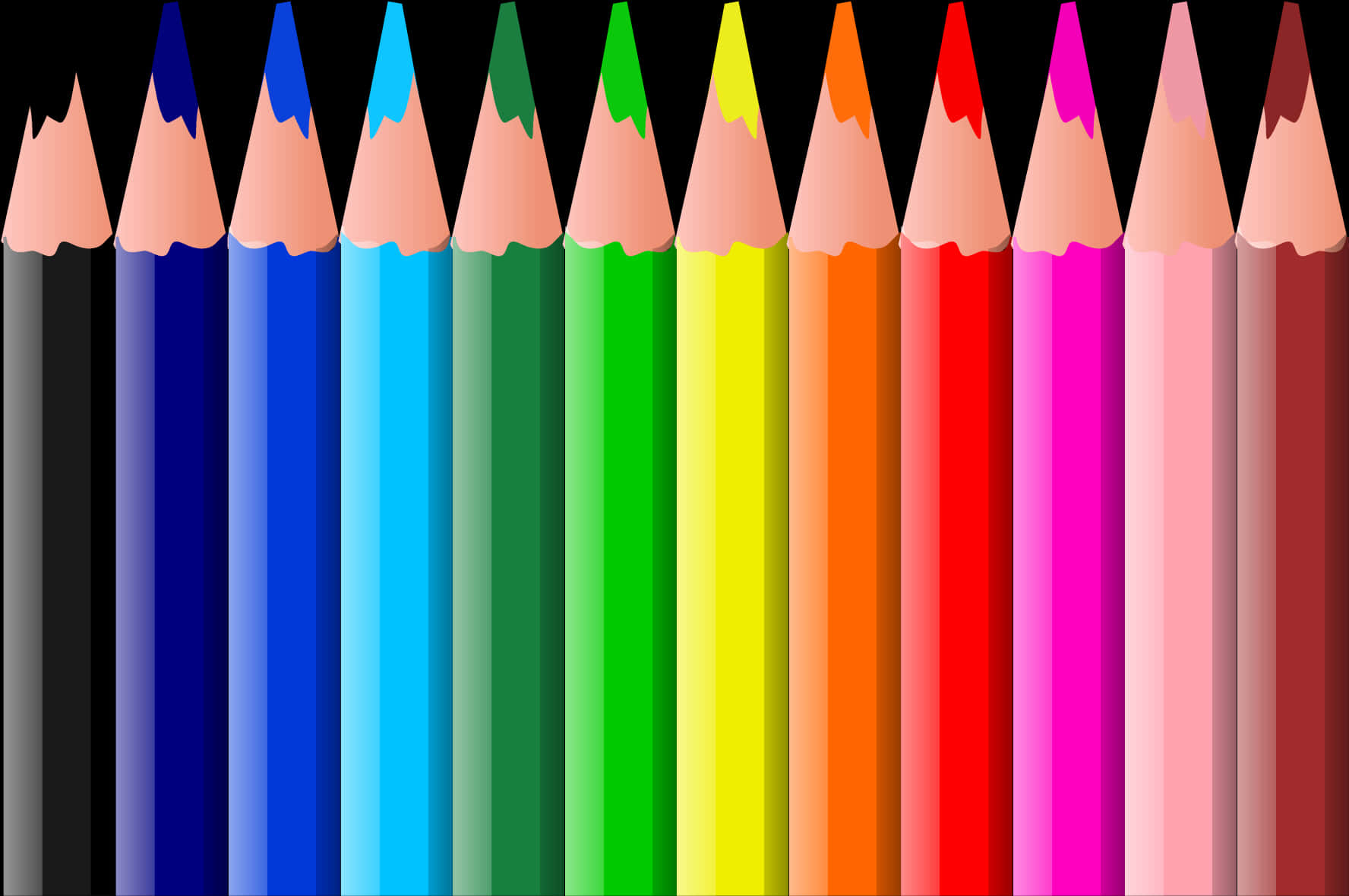 Colorful Pencil Row PNG