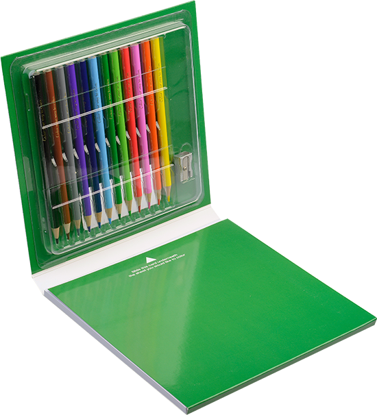 Colorful Pencil Setin Green Box PNG
