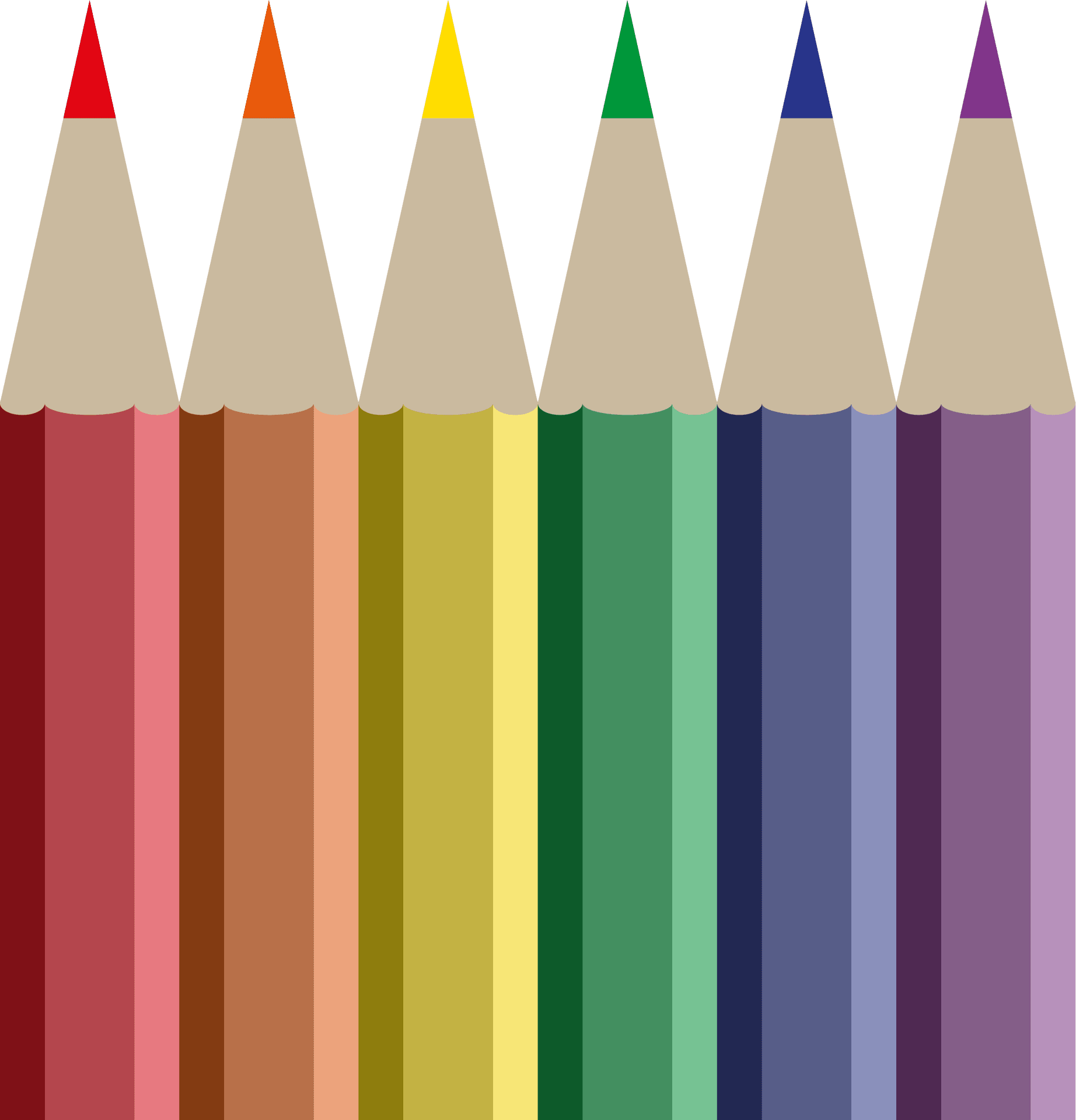 Colorful Pencil Tips Clipart PNG