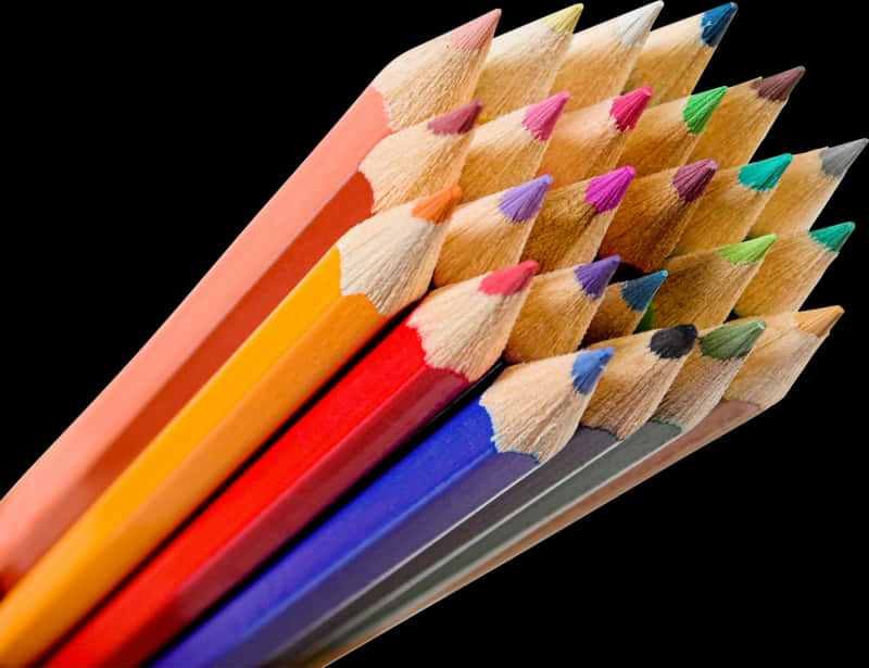 Colorful Pencils Arranged In Row PNG