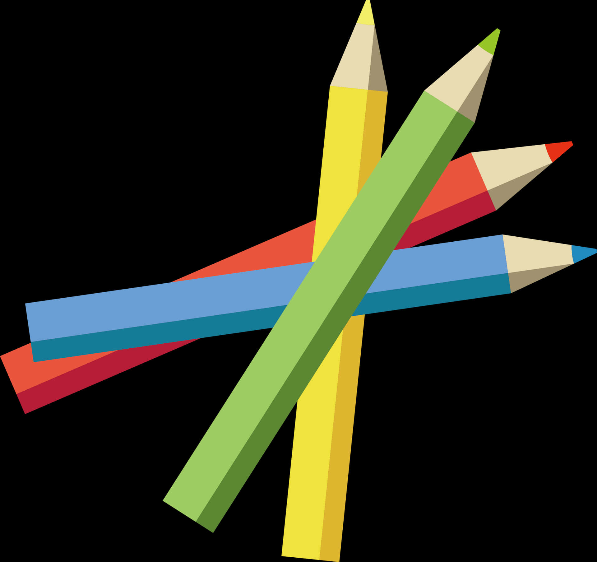 Colorful Pencils Crossed Graphic PNG