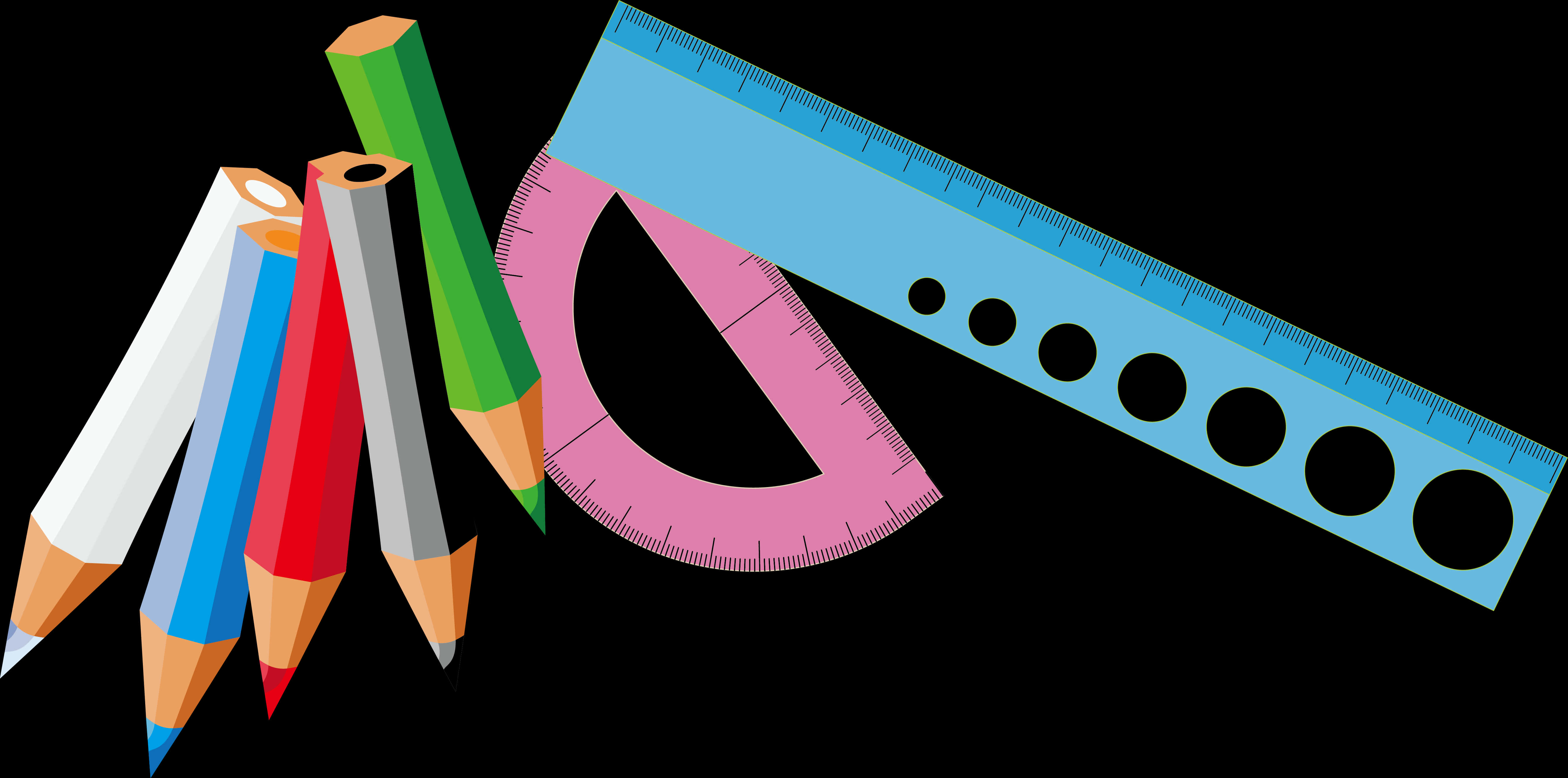 Colorful Pencilsand Rulers Graphic PNG