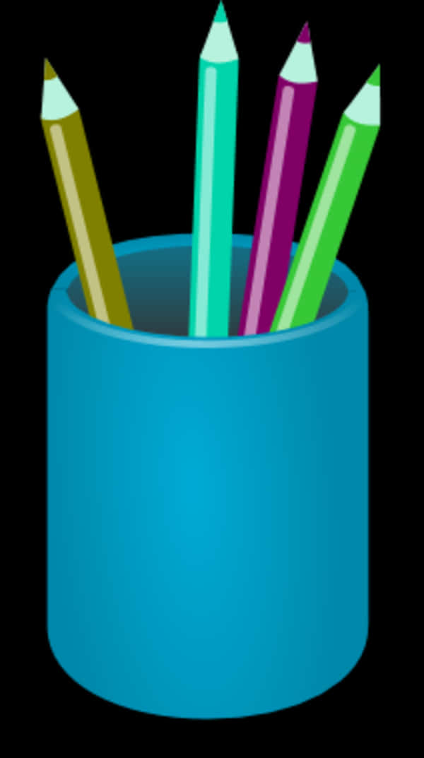 Colorful Pencilsin Holder PNG