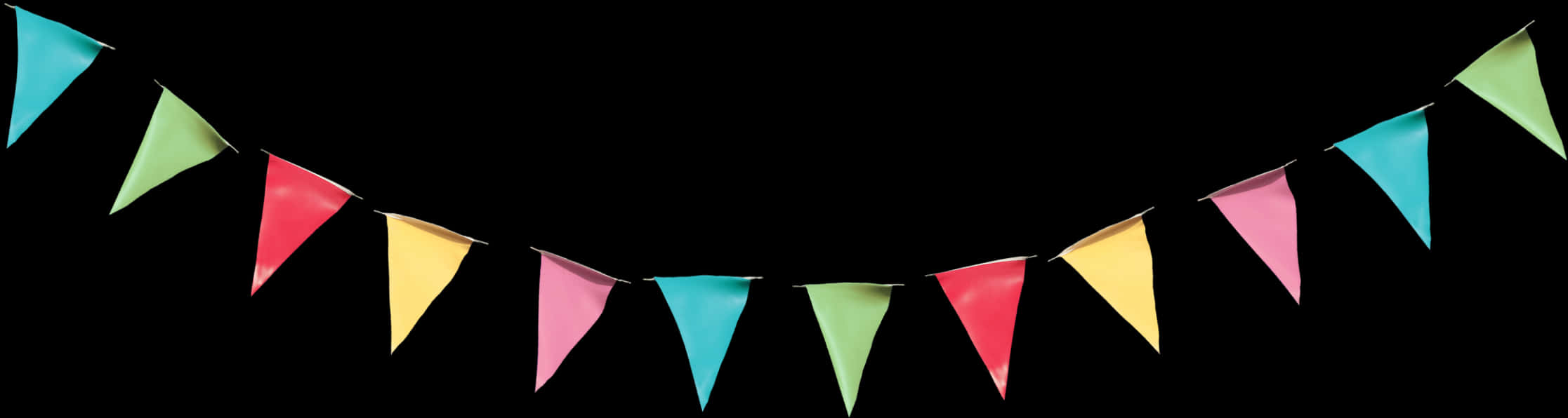 Colorful Pennant Banner Black Background PNG