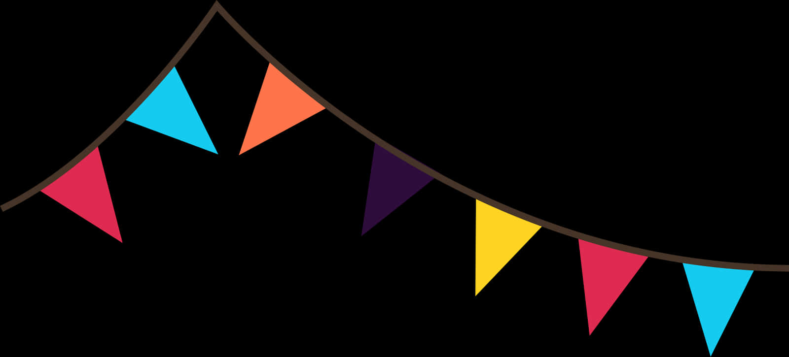 Colorful Pennant Banner Black Background PNG