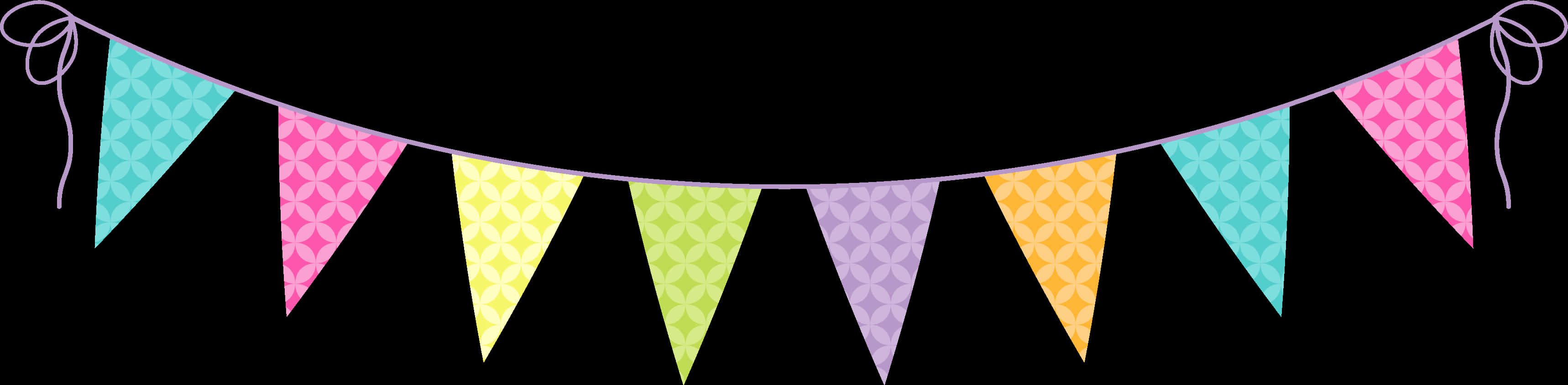 Colorful Pennant Banner Black Background PNG