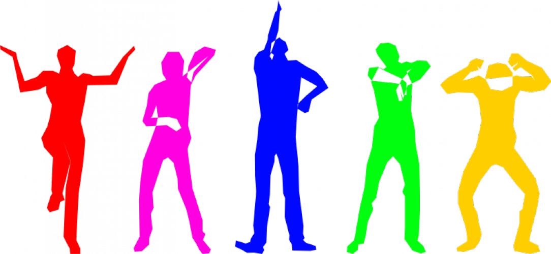 Colorful People Silhouettes Standing PNG