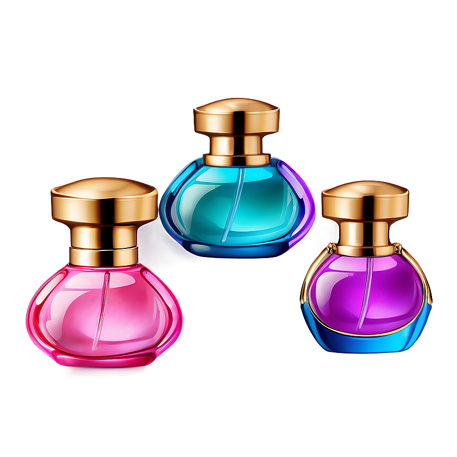 Colorful Perfume Bottle Set Png Yvr76 PNG