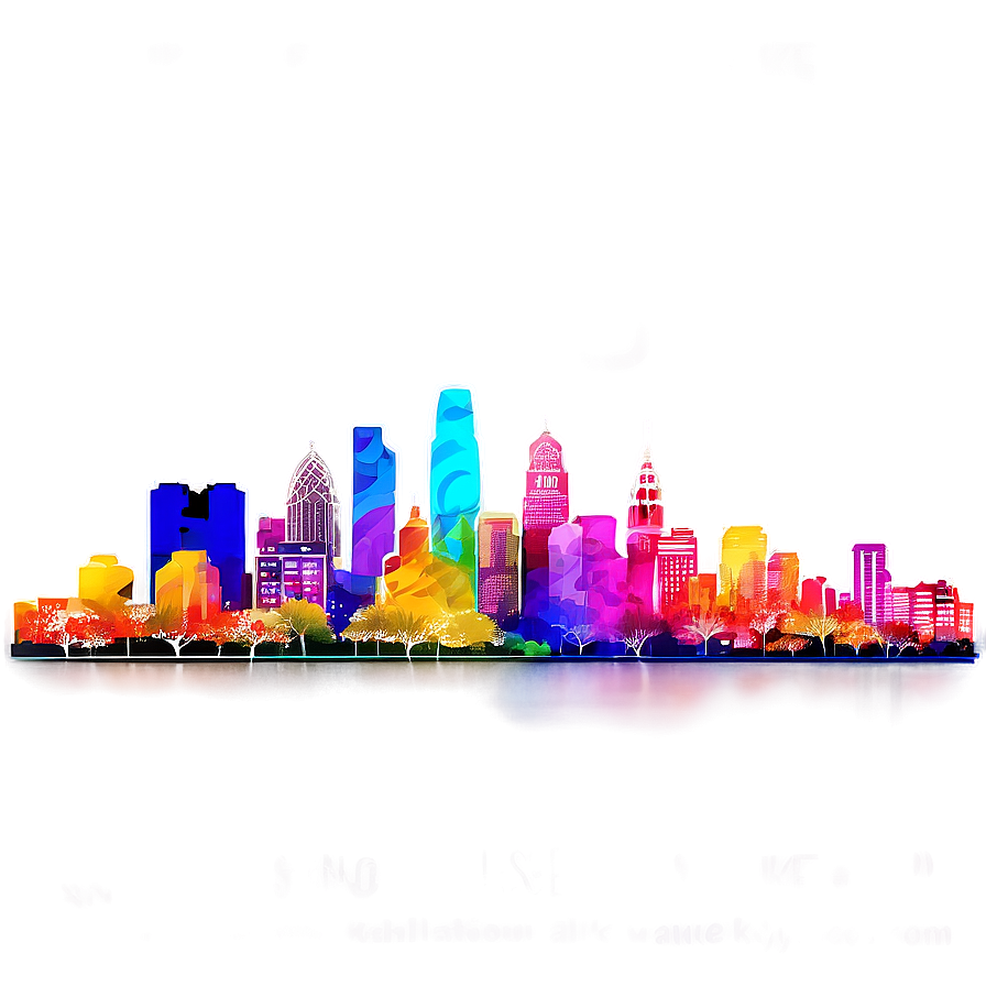 Colorful Philadelphia Skyline Artistic Render Png Ttj PNG