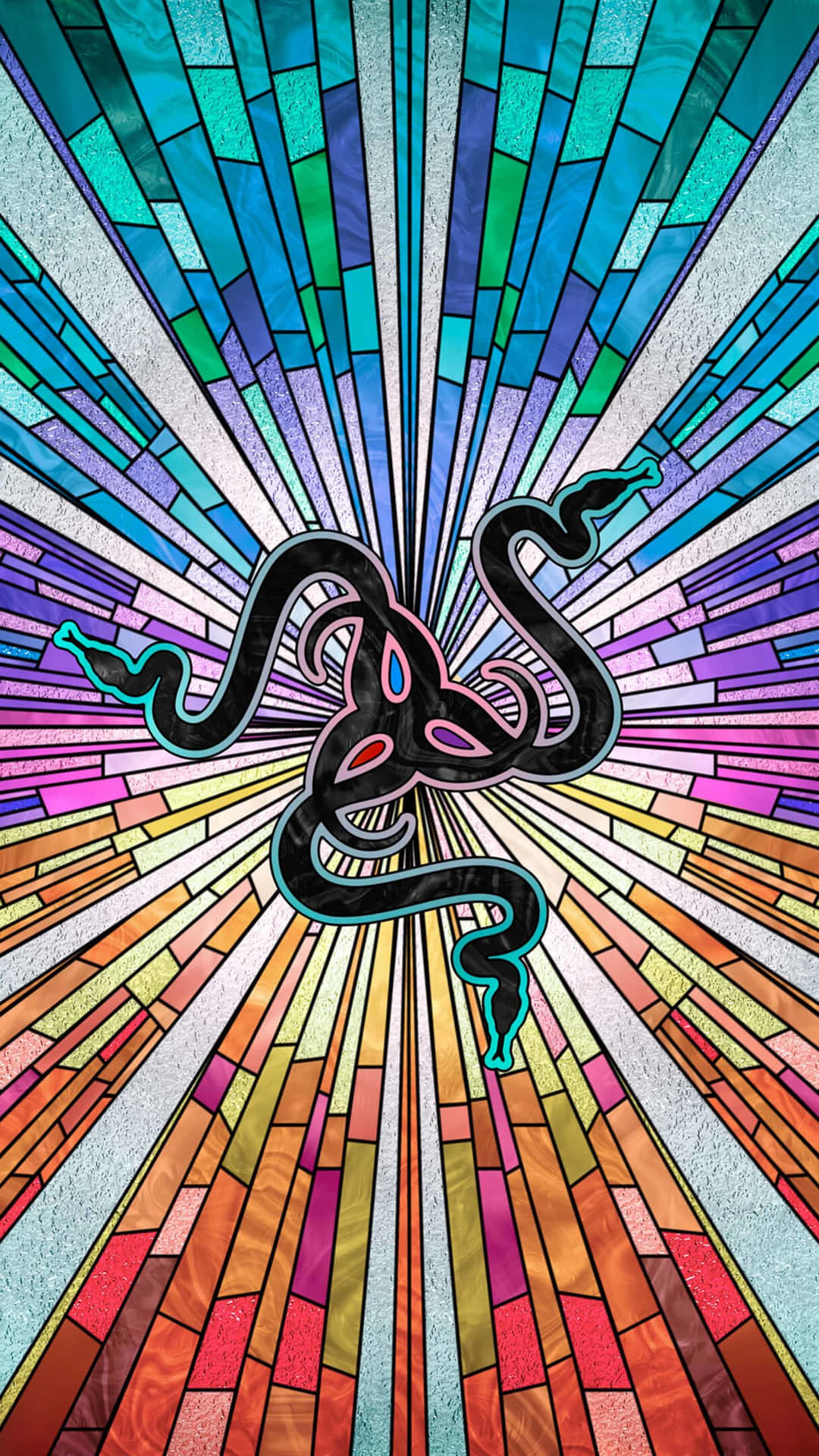 A Stained Glass Design With A Snake In The Middle Wallpaper