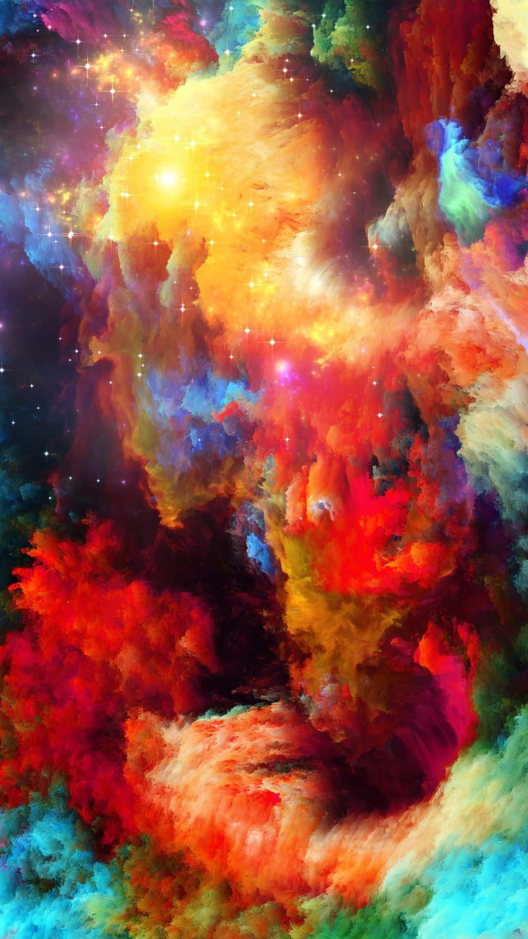 A Colorful Painting Of A Colorful Nebula Wallpaper