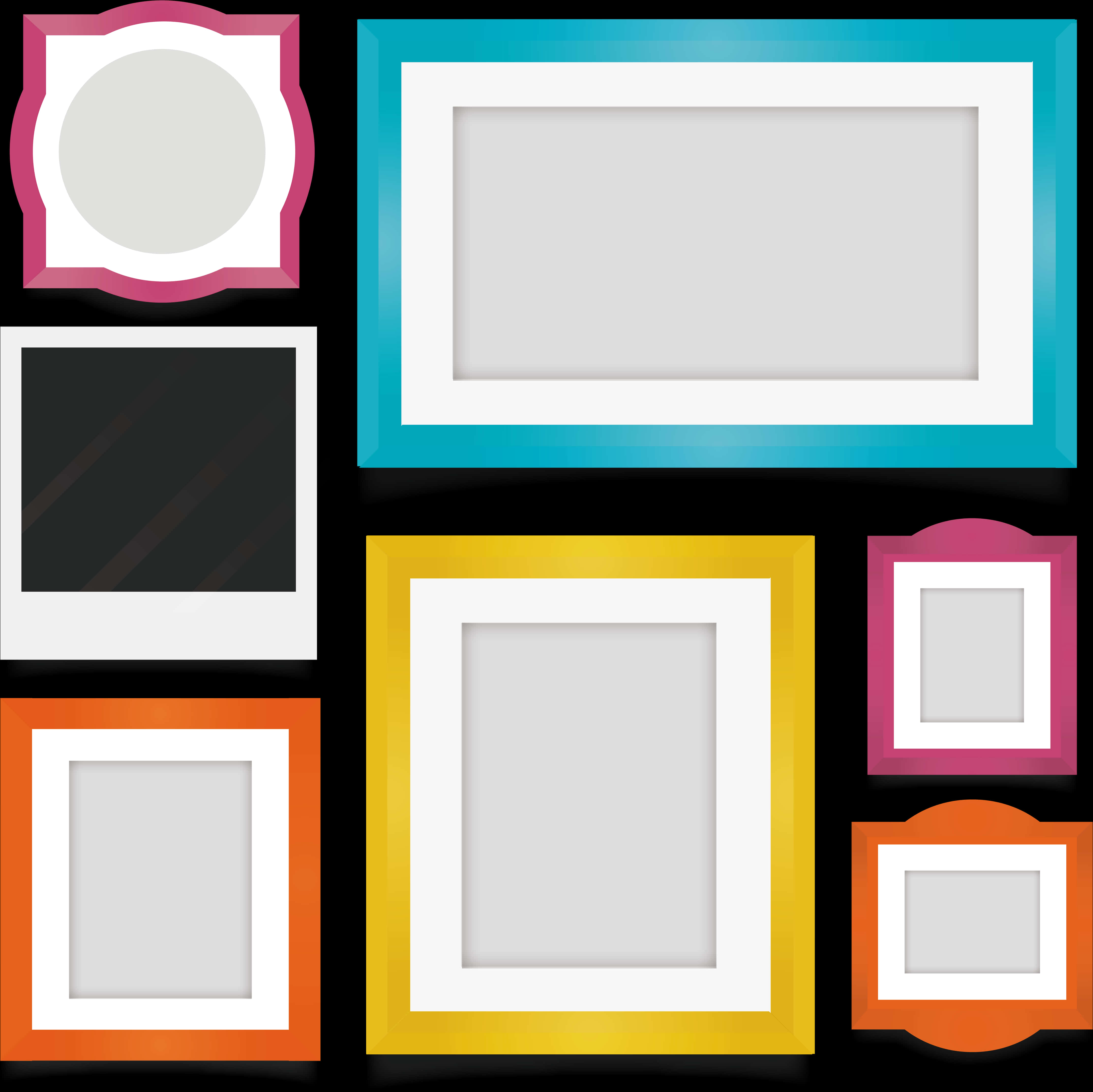 Colorful Photo Frames Collection PNG