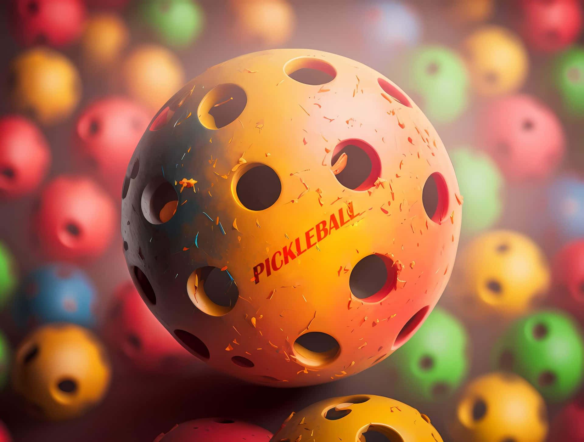 Colorful Pickleball Balls Background Wallpaper