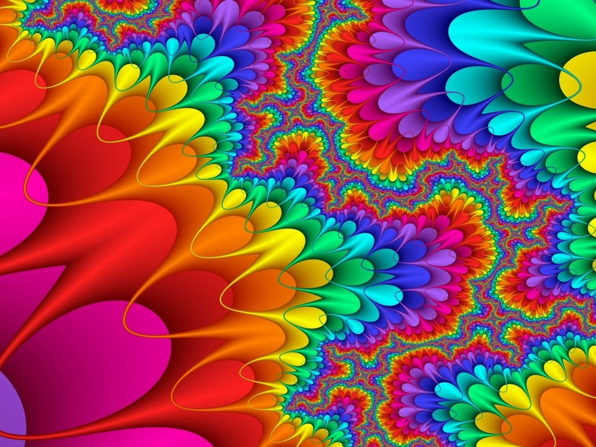 Umpadrão Fractal Colorido Com Flores Coloridas