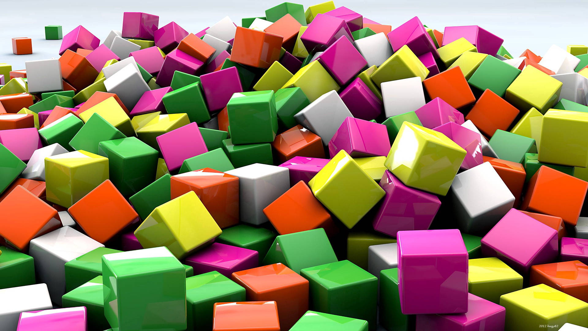 Brightly Colored 3D Cubes Wallpaper