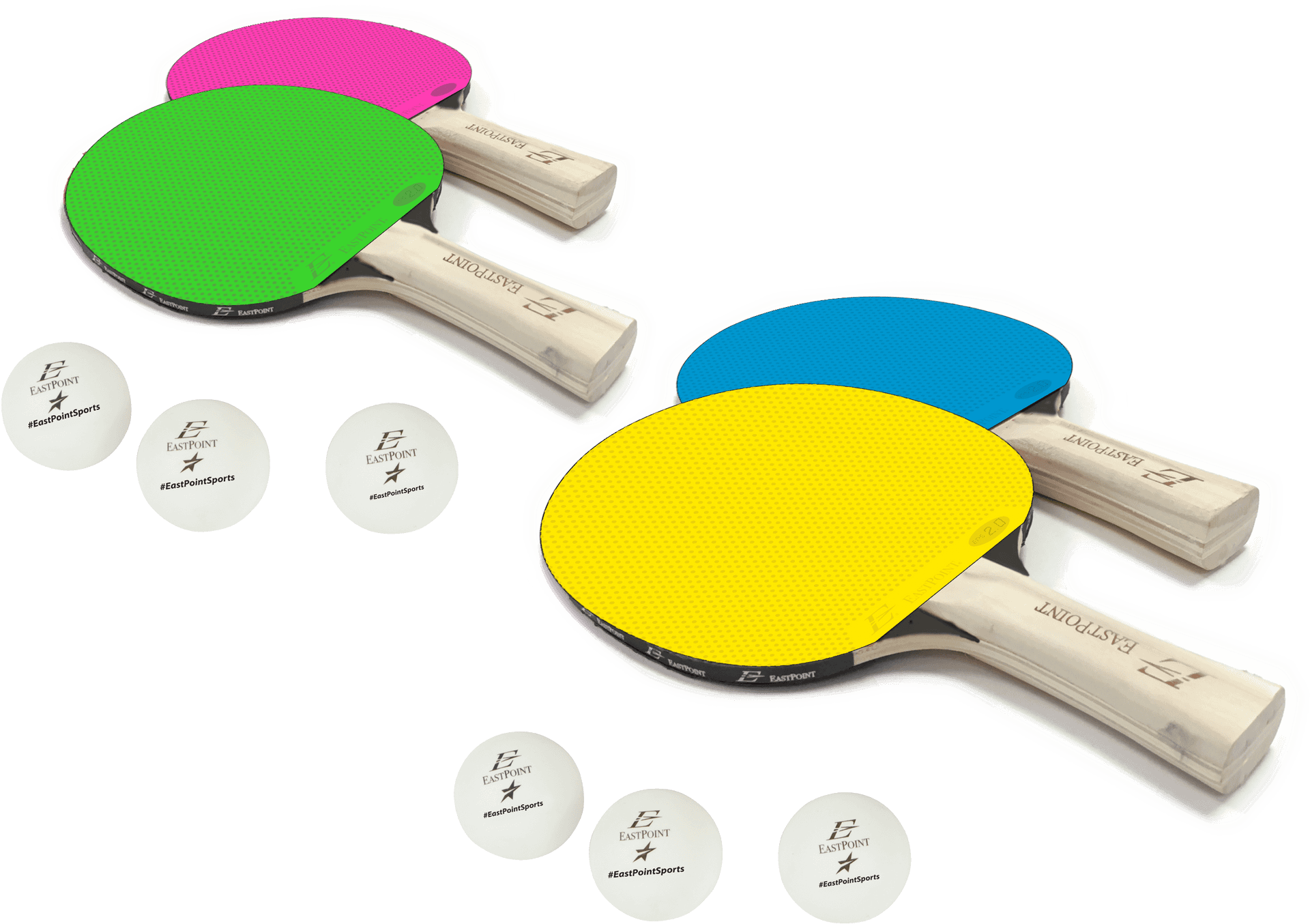Colorful Ping Pong Paddles Set PNG