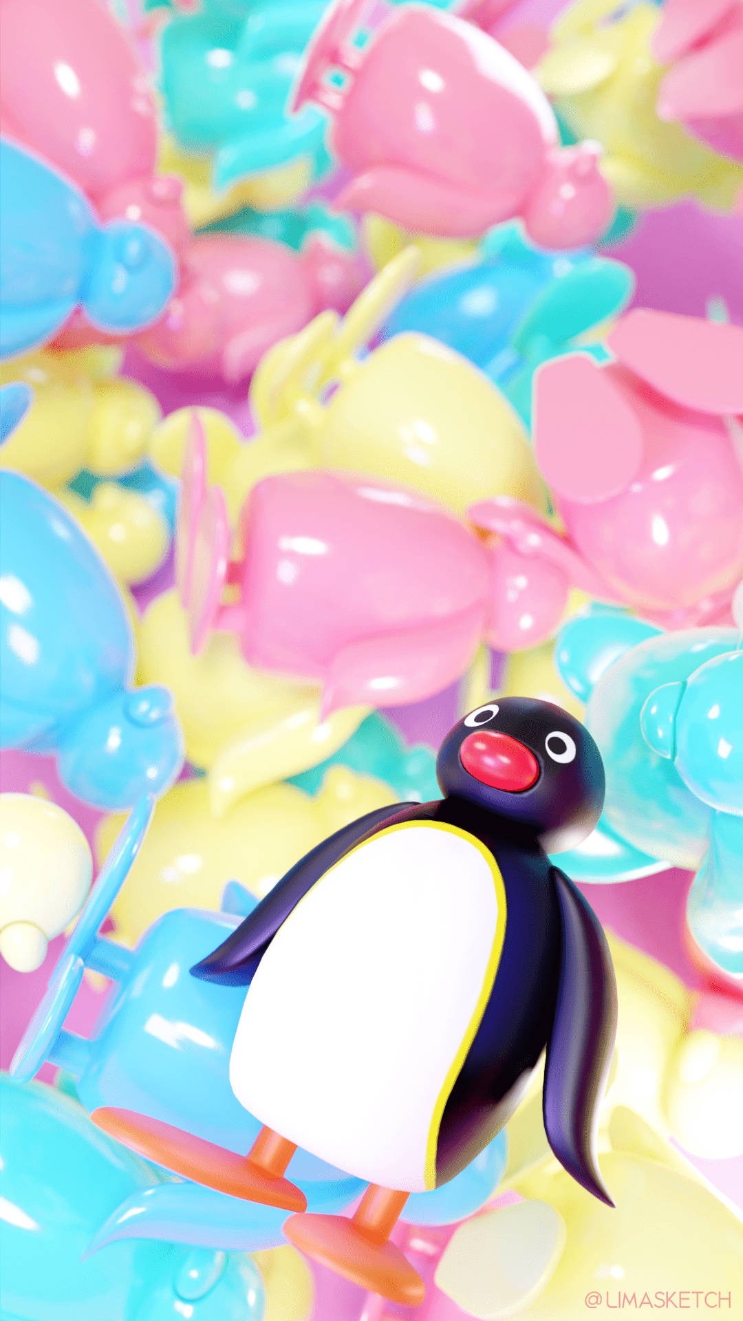 Colorful Pingu Figures Wallpaper