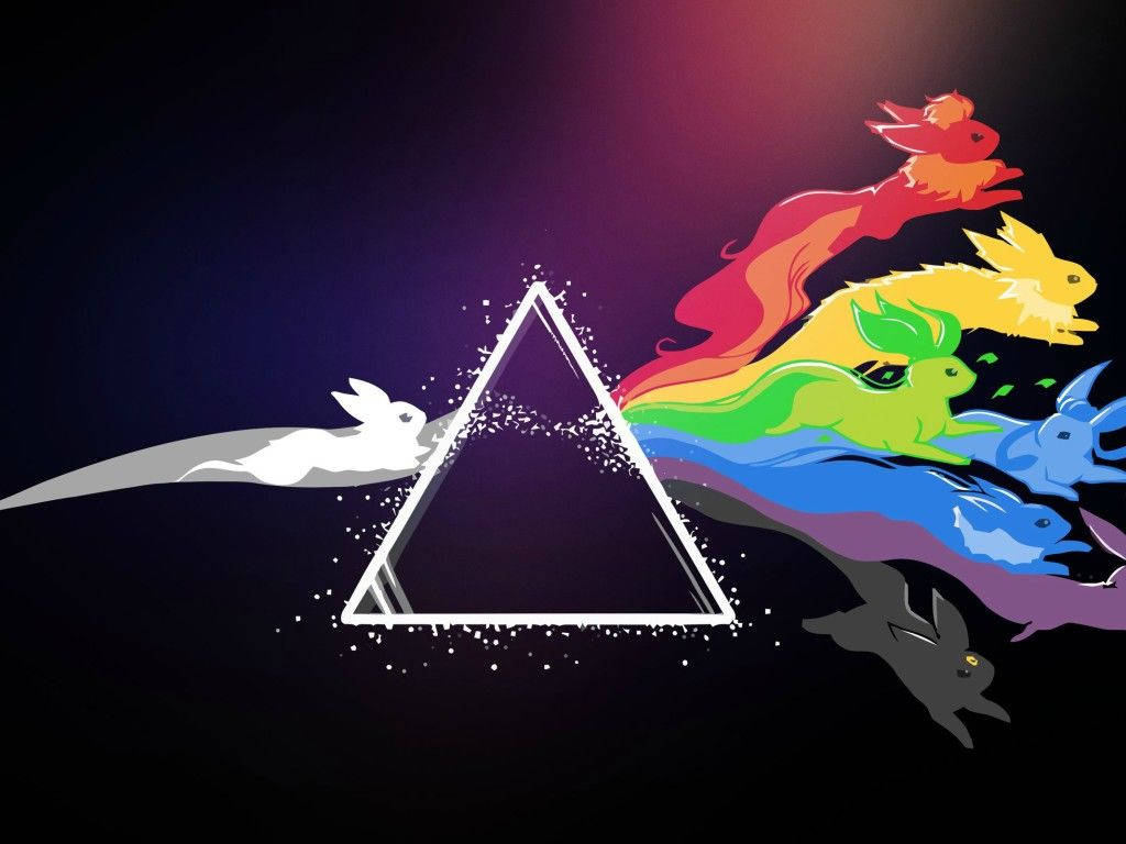 Colorful Pink Floyd Pokemon Abstract Art Wallpaper
