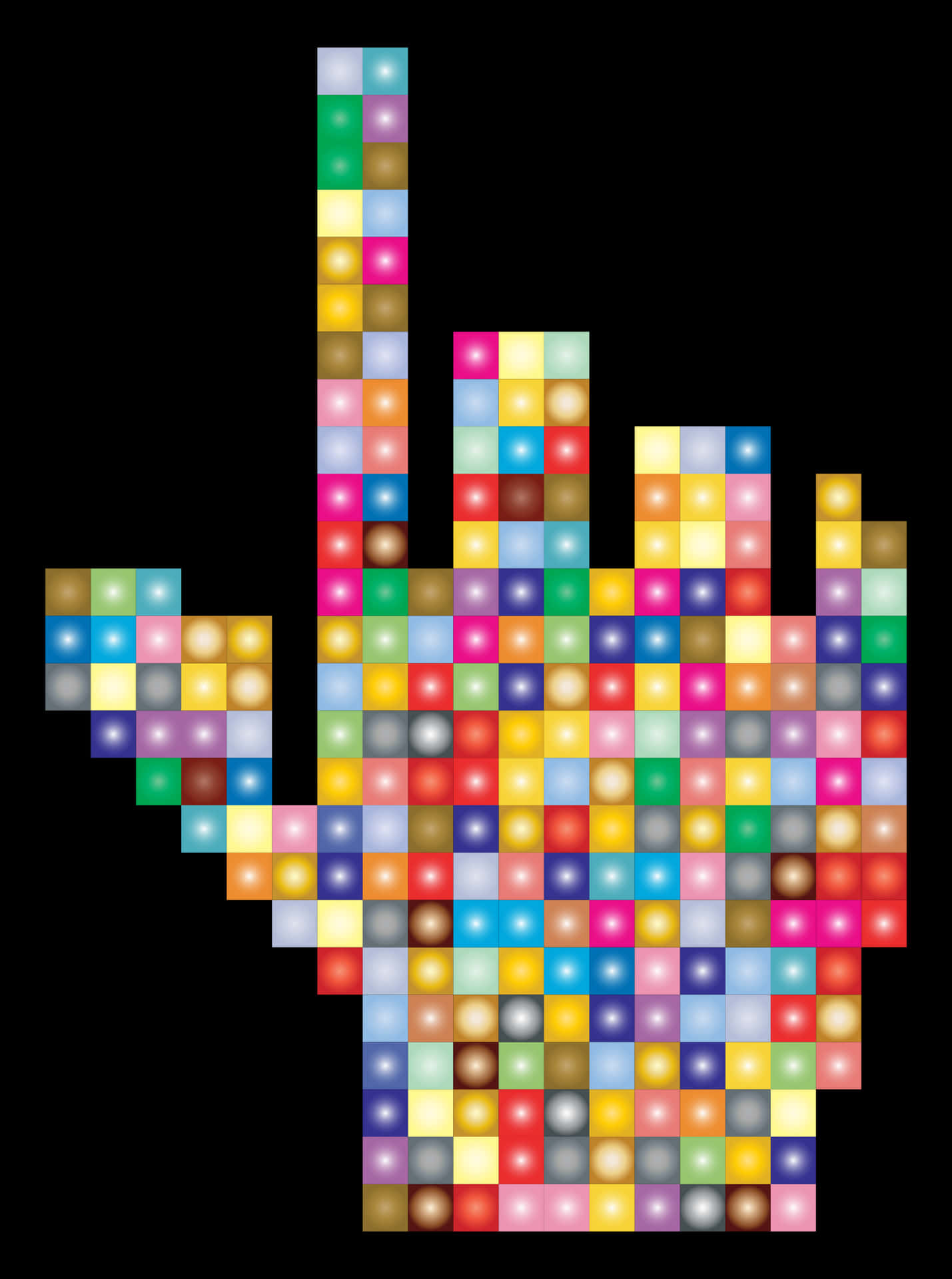 Colorful Pixel Hand Cursor PNG