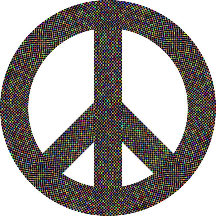 Colorful Pixelated Peace Symbol PNG