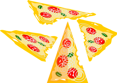 Colorful Pizza Slices Vector Illustration PNG