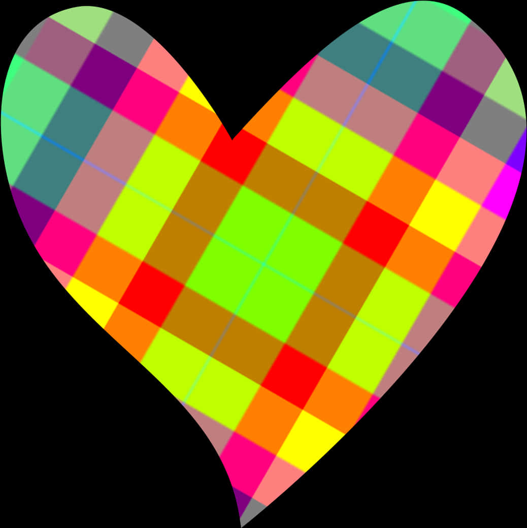 Colorful Plaid Heart Clipart PNG