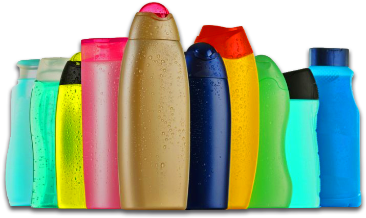 Colorful Plastic Bottles Array PNG
