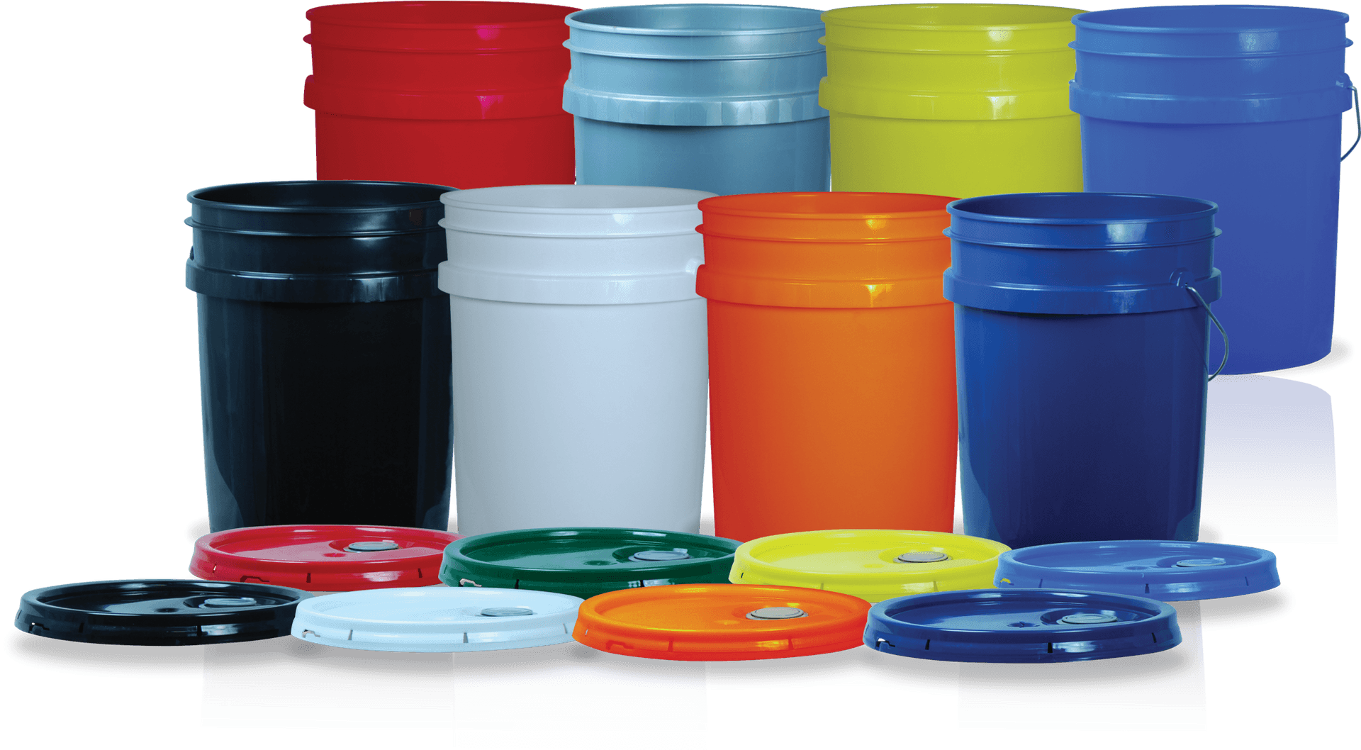 Colorful Plastic Bucketswith Lids PNG