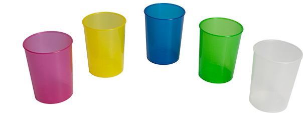 Colorful Plastic Cups Array PNG