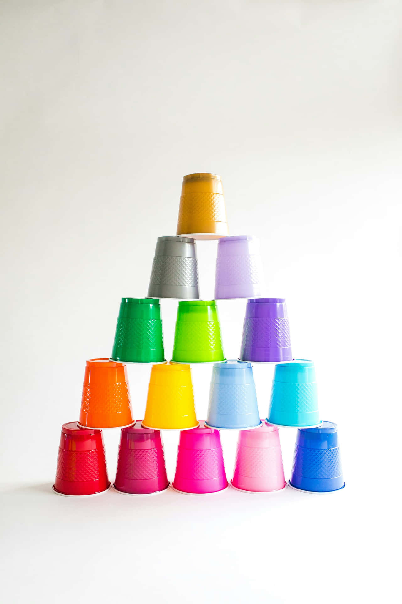 Colorful Plastic Cups Pyramid.jpg Wallpaper