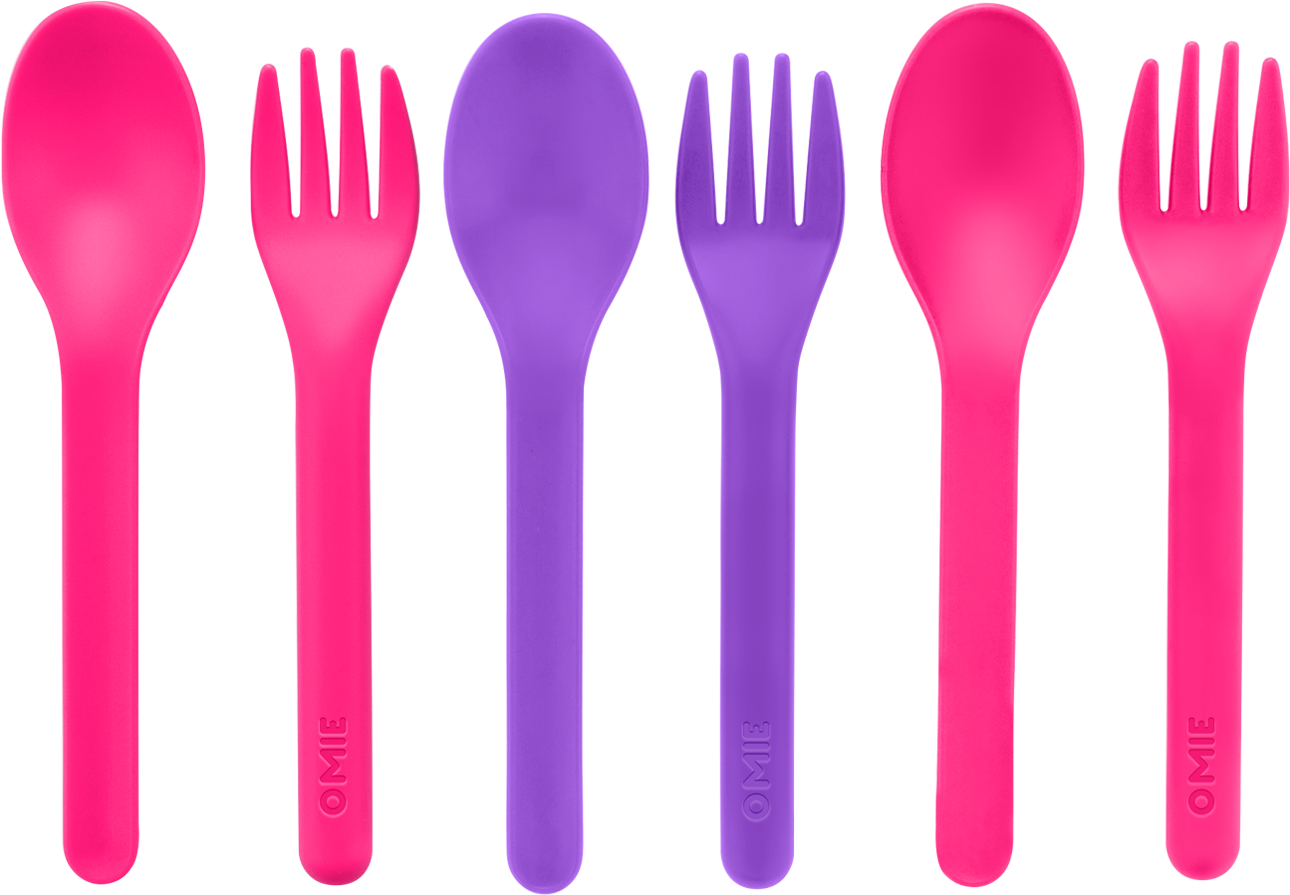Colorful Plastic Cutlery Set PNG