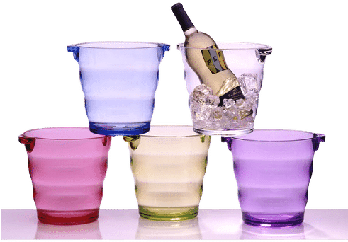 Colorful Plastic Ice Buckets With Champagne PNG