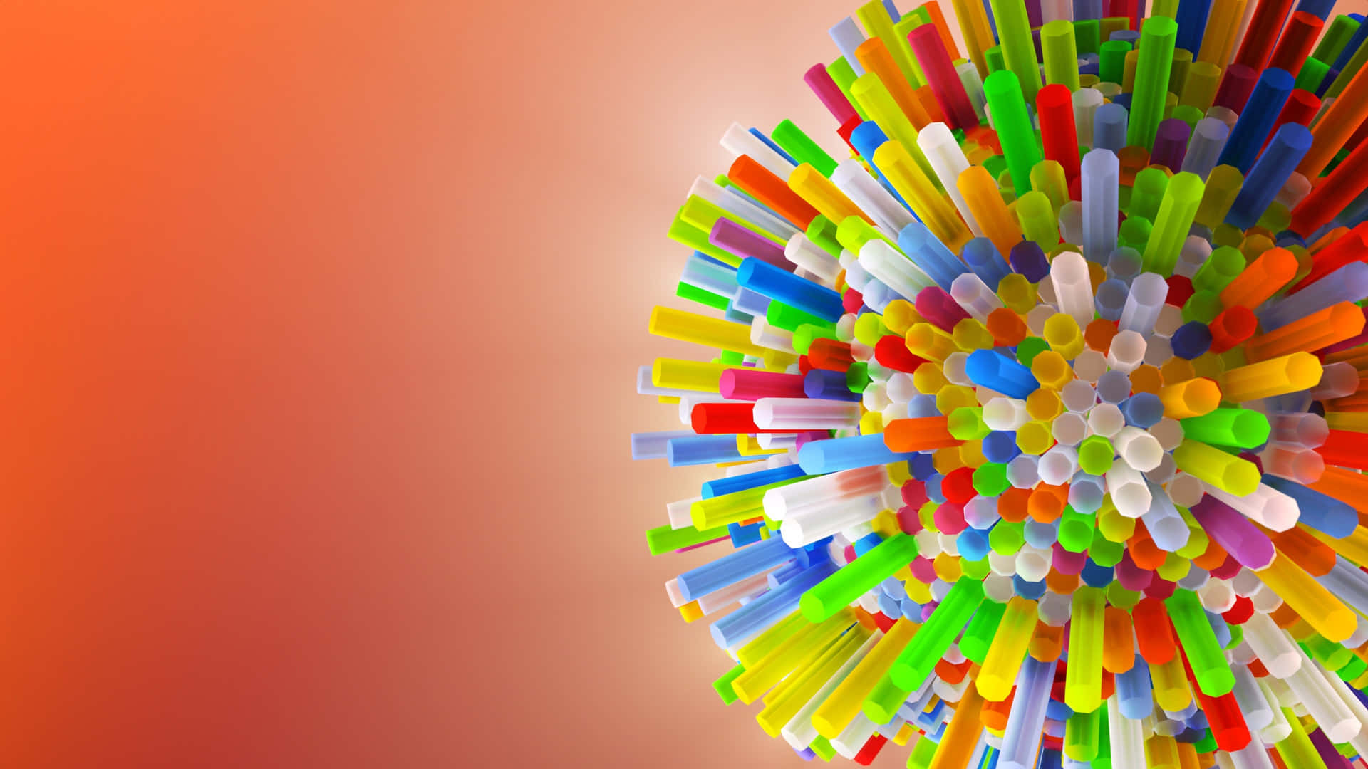 Colorful Plastic Straws Sphere Wallpaper