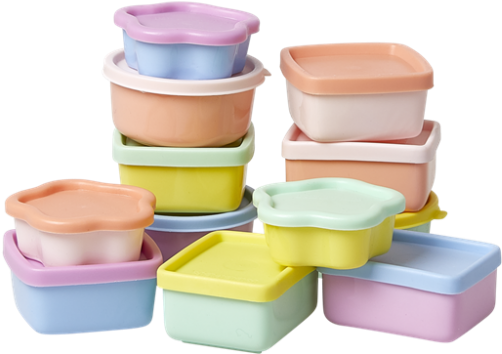 Colorful Plastic Tiffin Boxes Stacked PNG