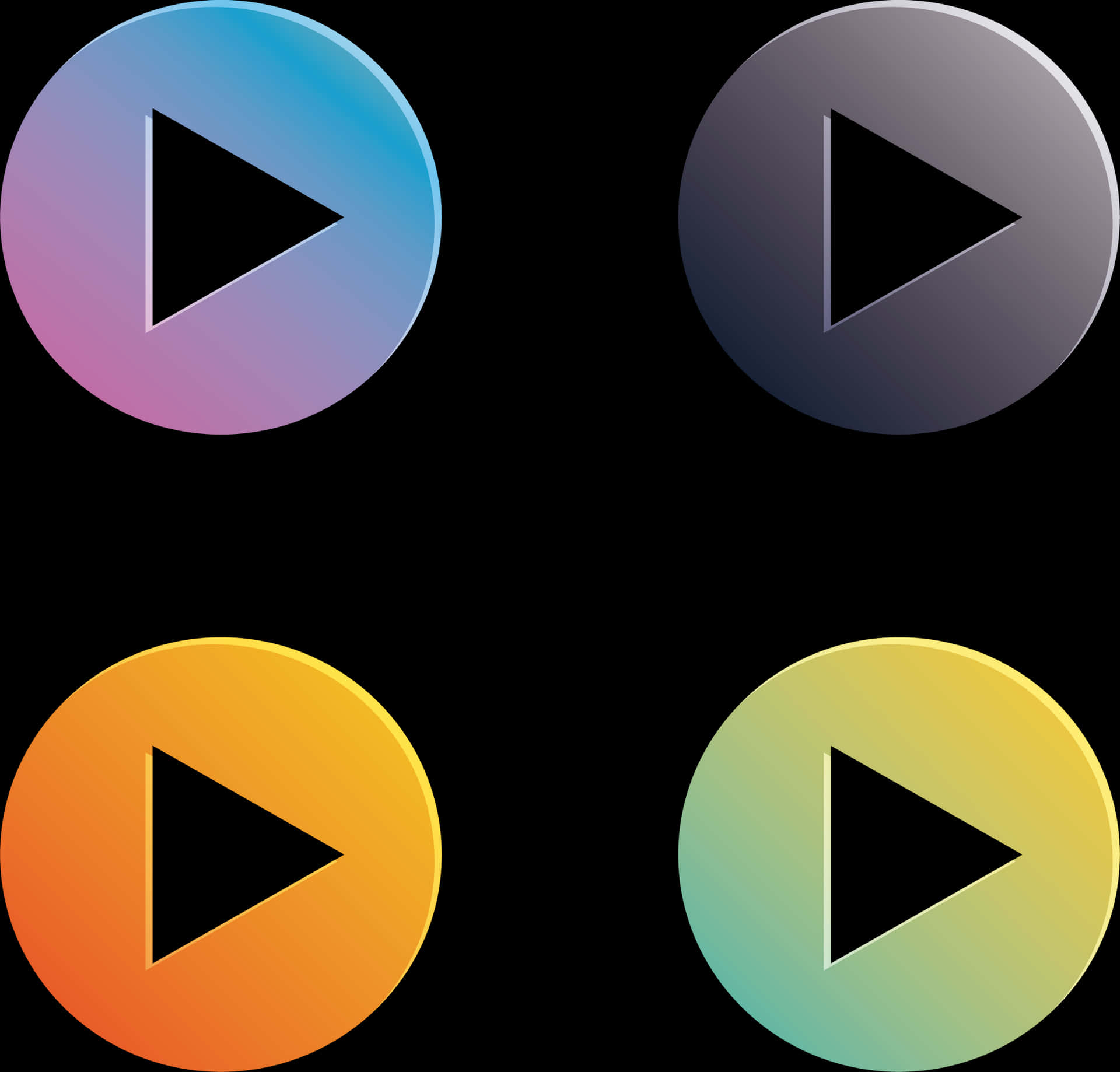 Colorful Play Buttons Set PNG