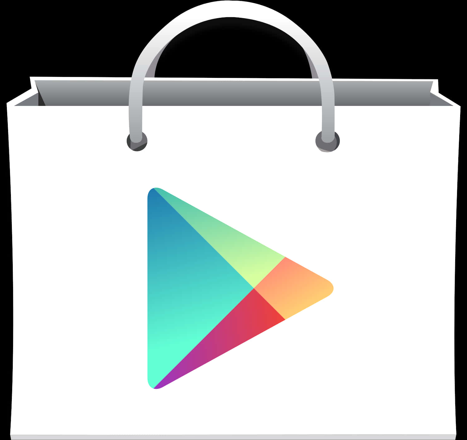 Colorful Play Store Bag Icon PNG