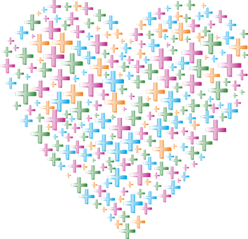 Colorful Plus Sign Heart Pattern PNG