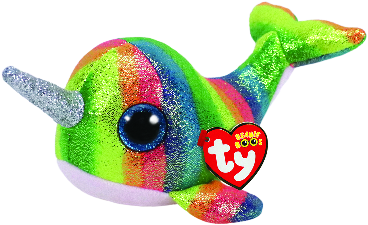 Colorful Plush Narwhal Toy PNG
