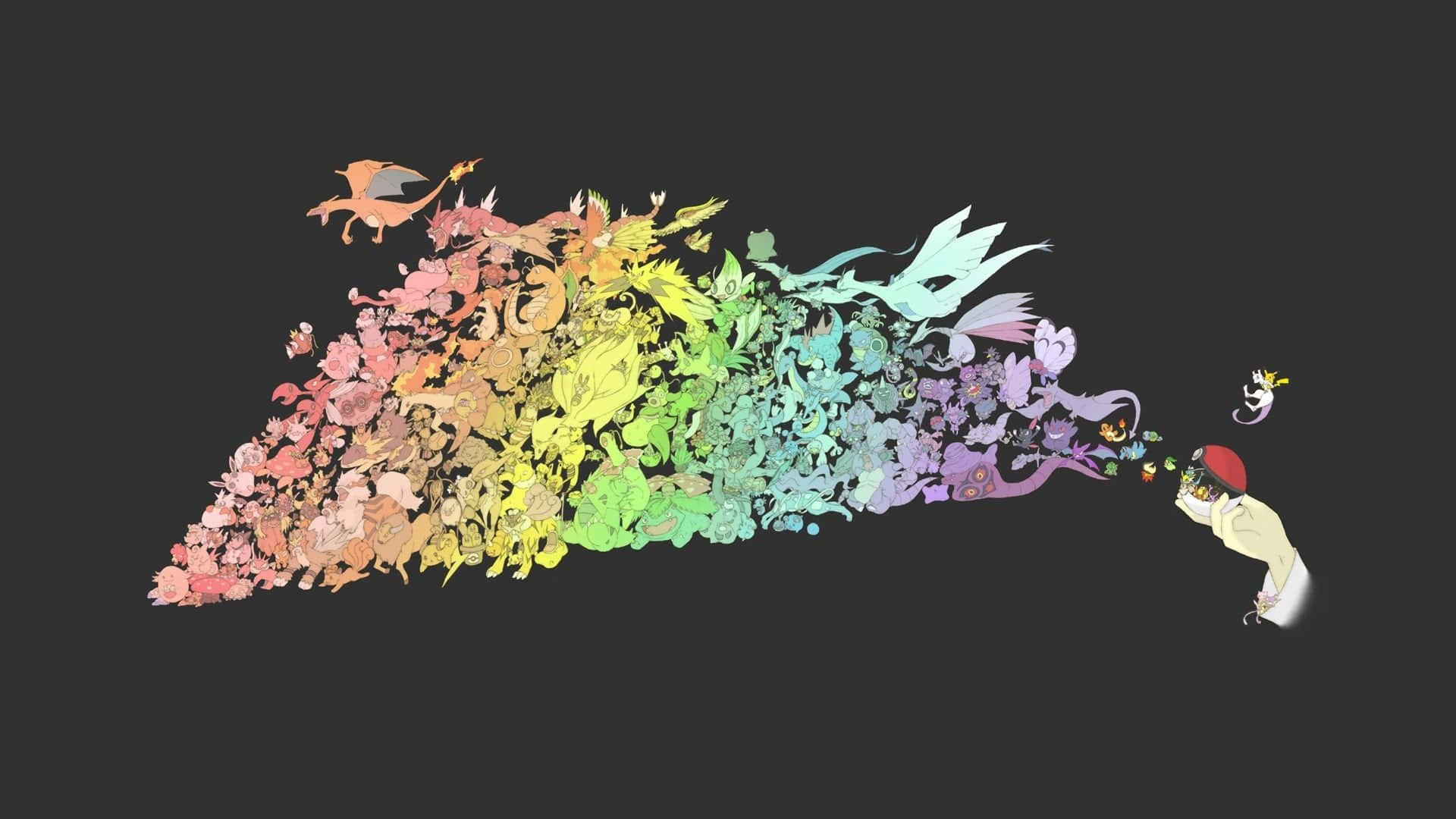 Colorful Pokemon Evolution Artwork Wallpaper