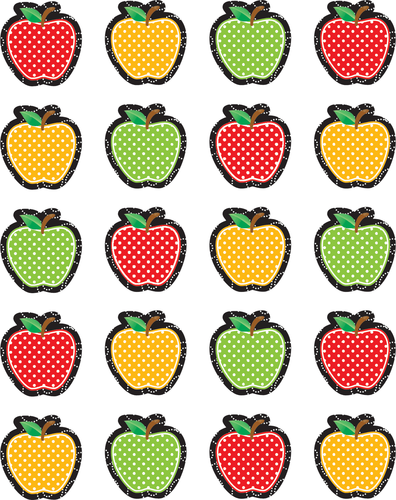 Colorful Polka Dot Apples Pattern PNG