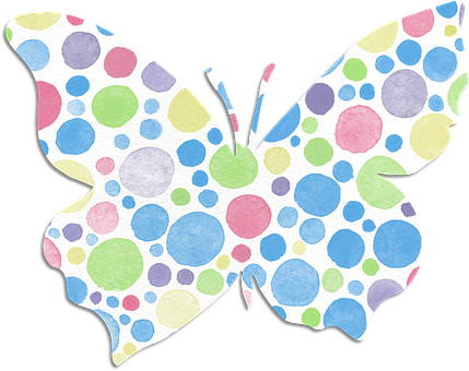 Colorful Polka Dot Butterfly Illustration PNG