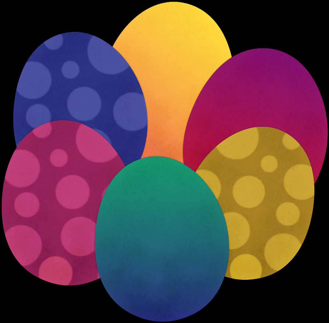 Colorful Polka Dotted Easter Eggs PNG