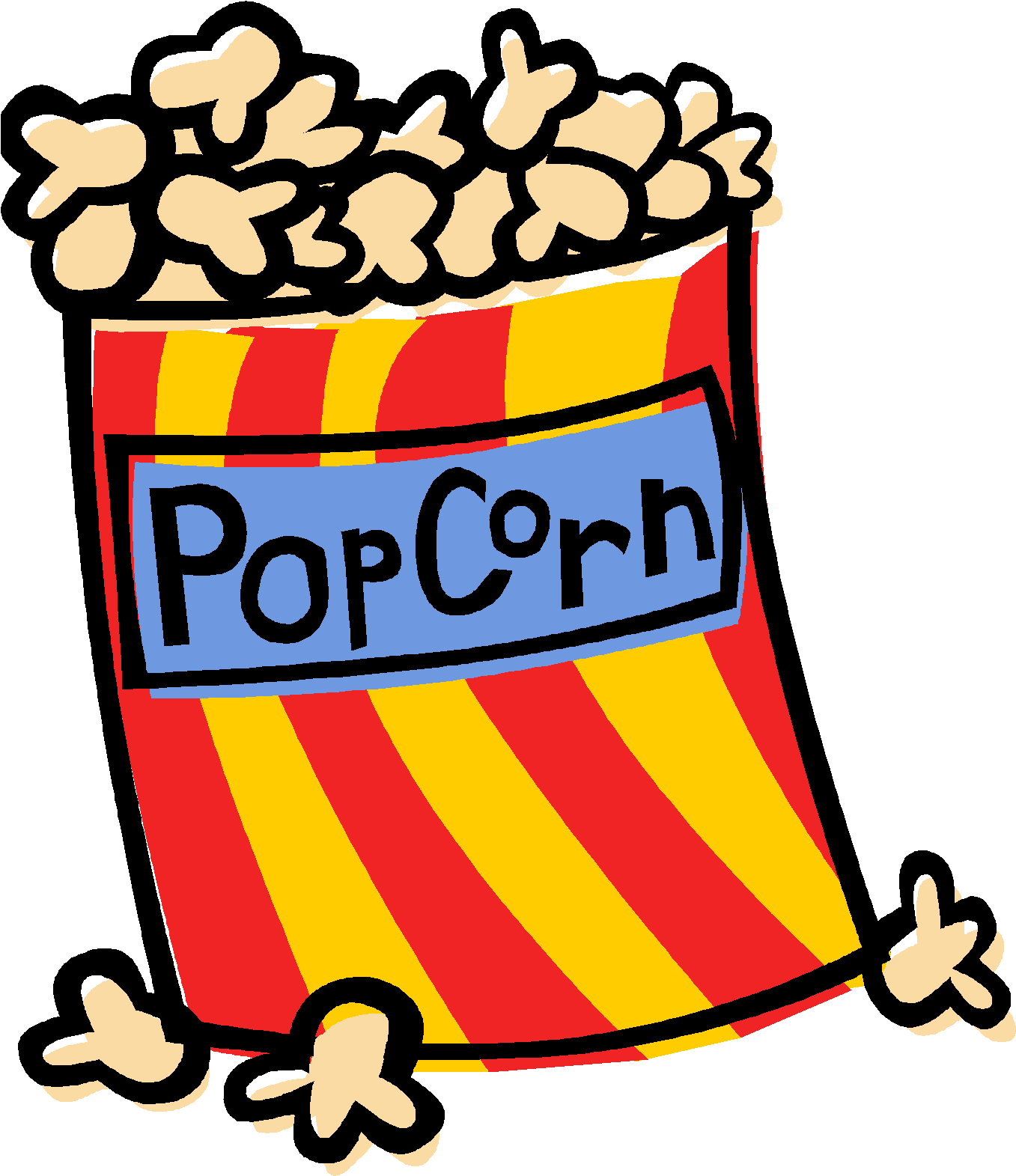 Colorful Popcorn Bucket Cartoon PNG