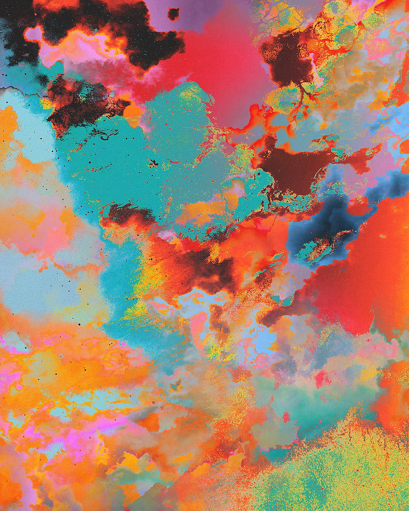 Colorful Psychedelic Cloud Splashes Background