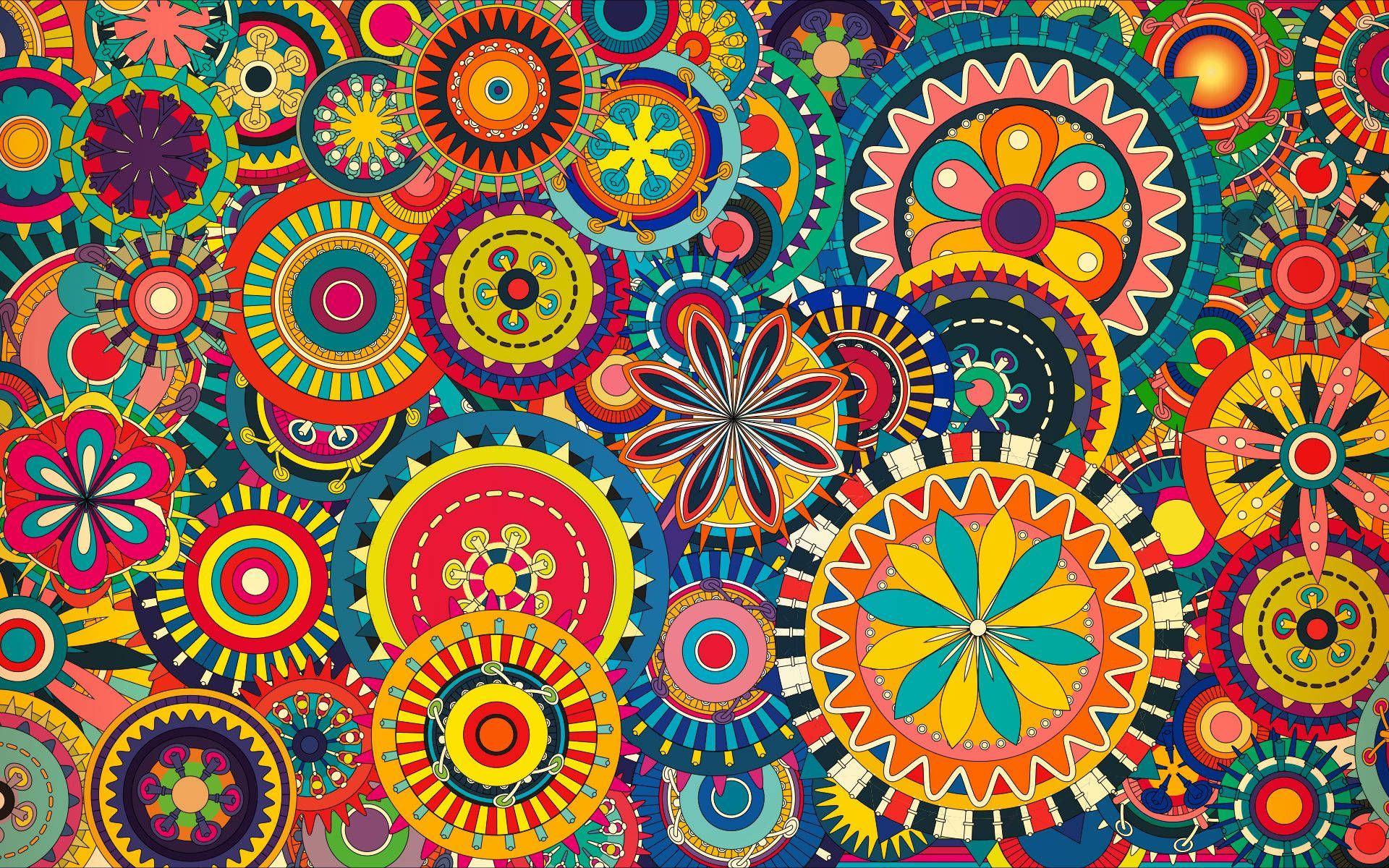 Explore the beauty of Colorful Psychedelic Mandalas Wallpaper