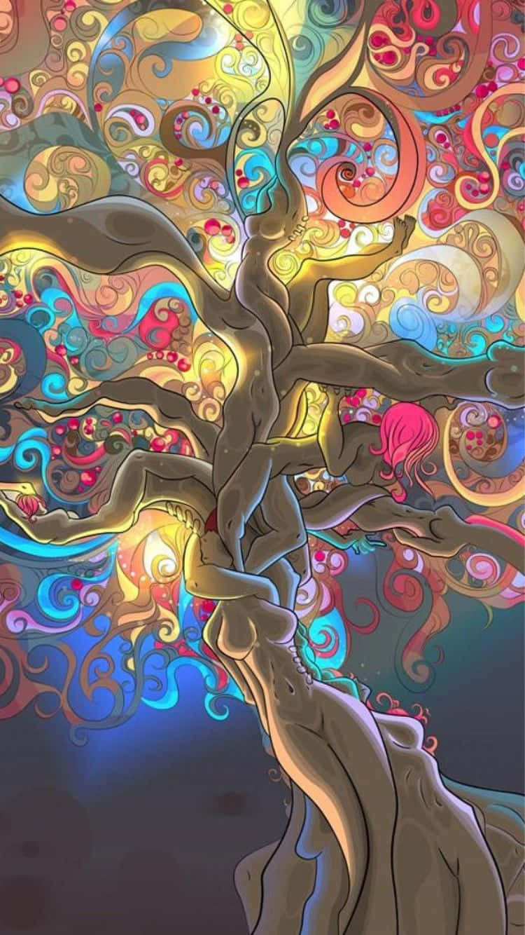 Colorful Psychedelic Tree Art_i Phone6 Wallpaper