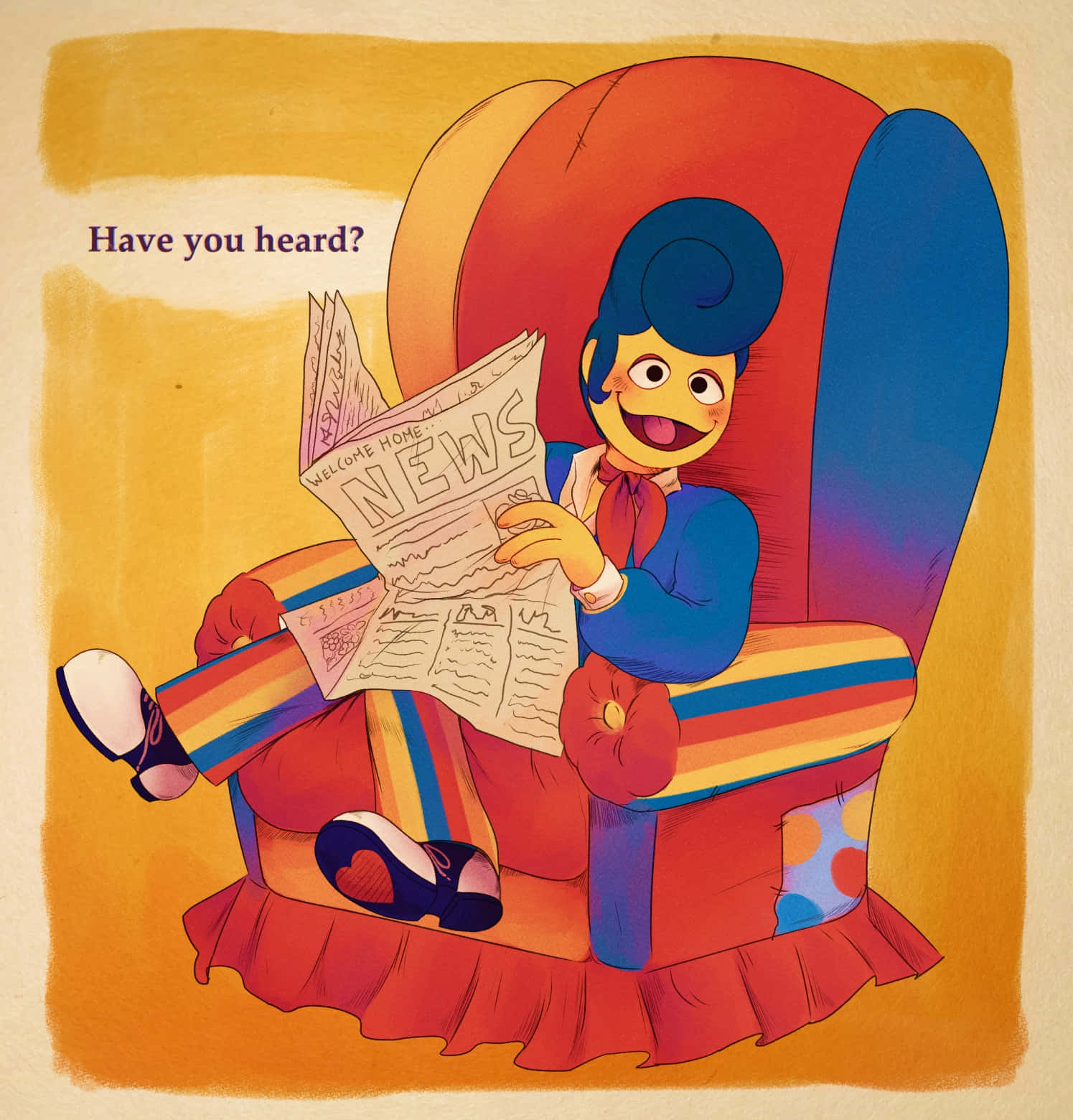 Colorful Puppet Reading Newspaper Wallpaper