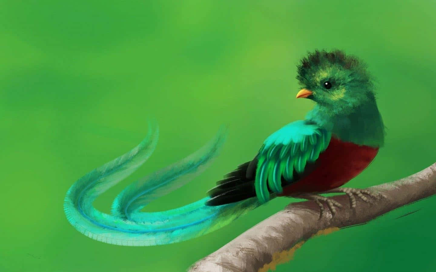 Colorful Quetzalon Branch Wallpaper