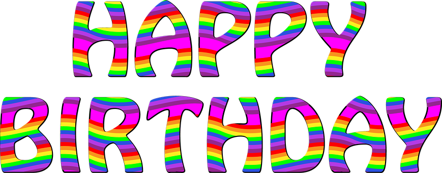 Colorful Rainbow Happy Birthday Text PNG