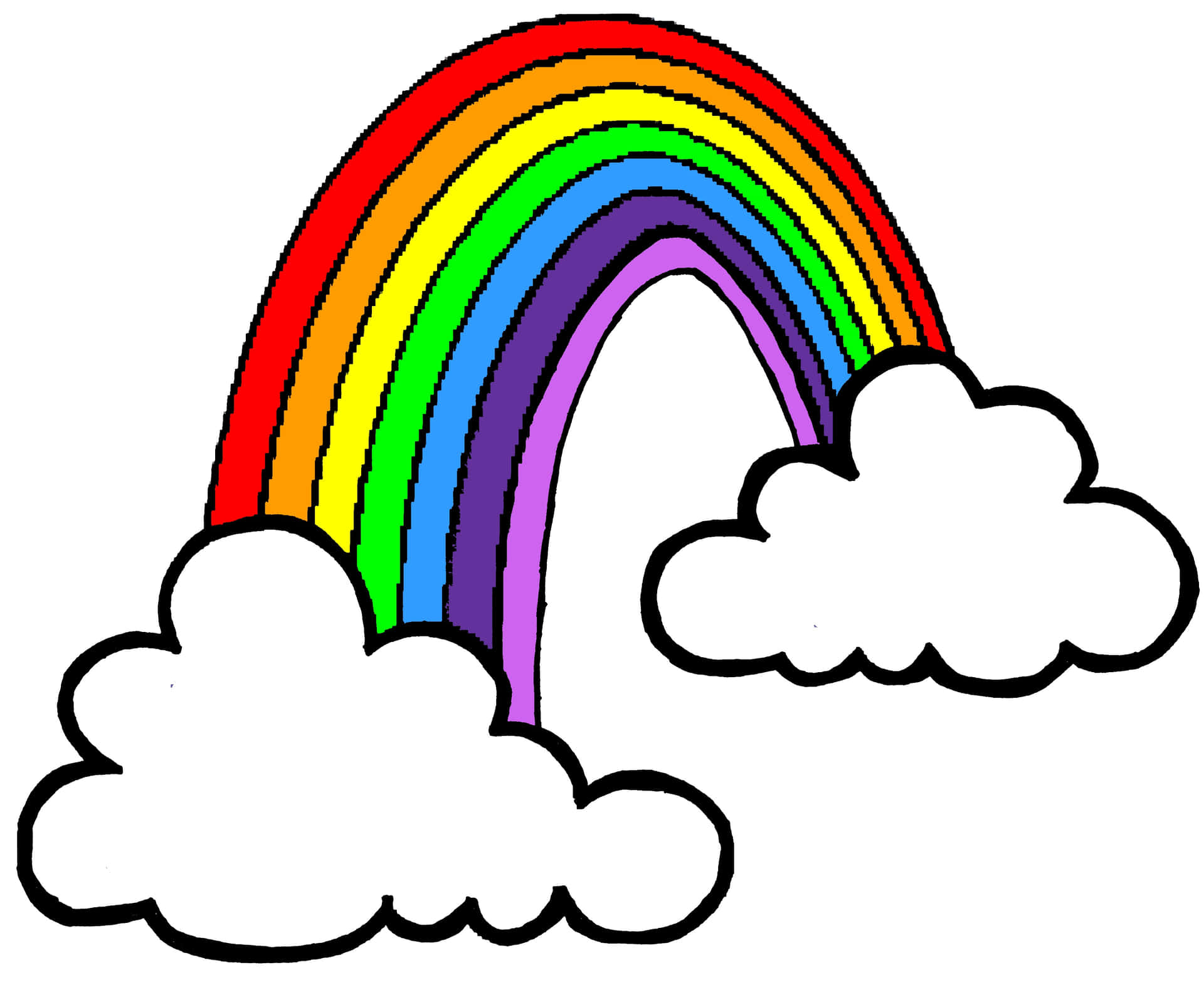 Colorful Rainbowand Clouds Art Wallpaper